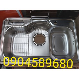 Chậu rửa bát 1 hố hàn quốc cico djis-850p tặng kèm rổ inox mini nhưng hình