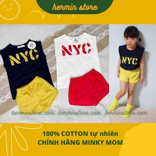 Bộ cộc tay cho bé Minky Mom chính hãng kiểu dáng áo 3 lỗ mix quần đùi năng động