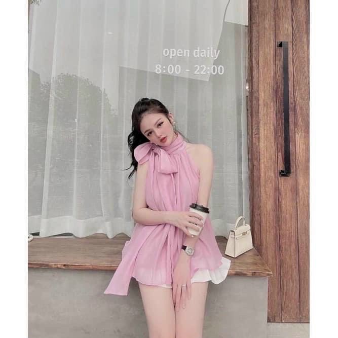 Áo yếm chất voan kiếng tặng dây buộc phối kiểu xinh u