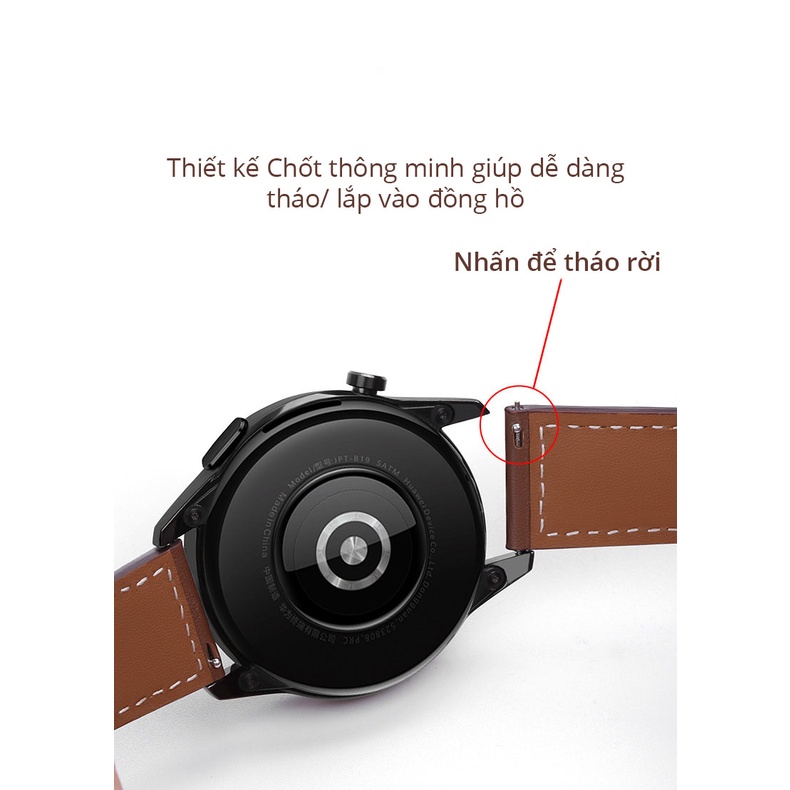Dây Da Bò Classic Leather Cho Huawei Watch GT3 Pro/ GT3 46mm/ GT2/ GT Runner/ Huawei Watch 3/ Watch 3 Pro Size 22mm