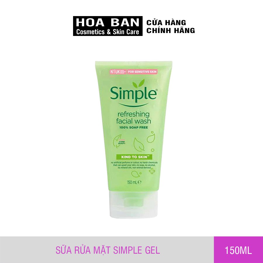 Sữa rửa mặt Simple giúp da sạch thoáng Refreshing Facial Wash Simple không chứa xà phòng 150ml | BigBuy360 - bigbuy360.vn