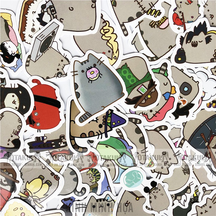 Bộ 100 Sticker Mèo Pusheen Siêu Dễ Thương