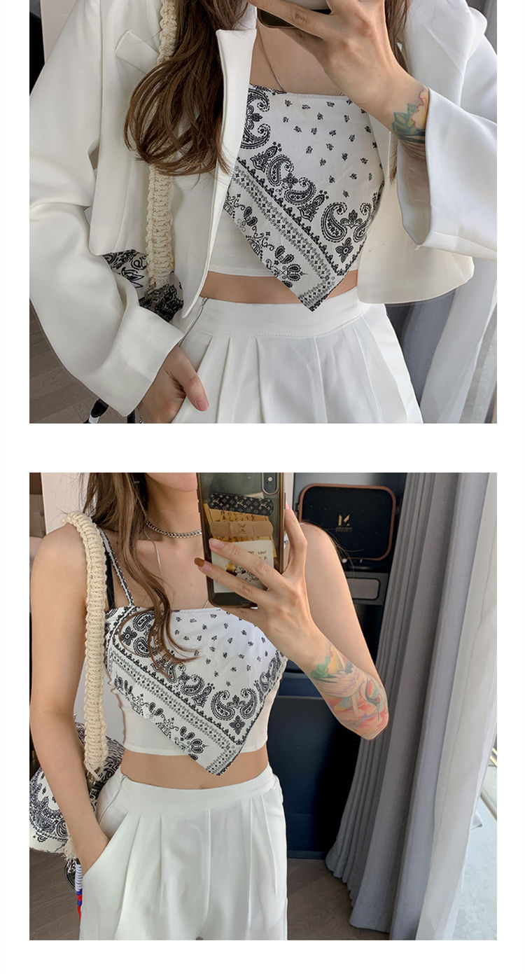 Áo Croptop Sát Nách Hoạ Tiết In Phong Cách Retro Quyến Rũ | BigBuy360 - bigbuy360.vn