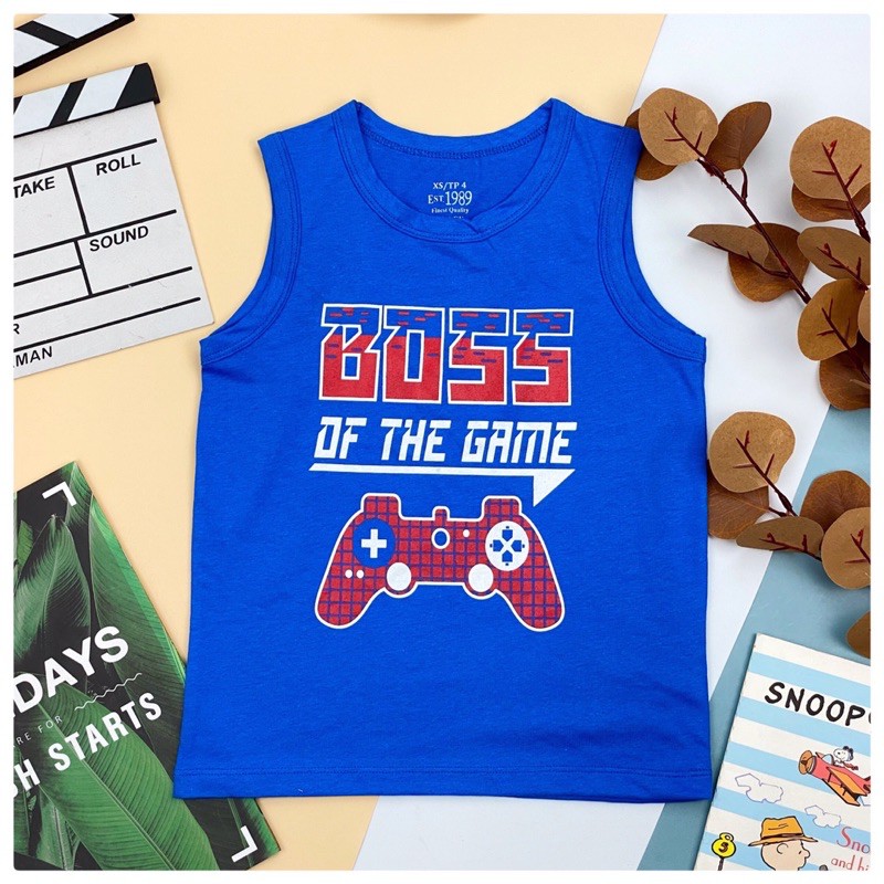 Áo sát nách chất cotton mát lịm kết hợp nhiều hình ảnh ngộ nghĩnh cho bé trai từ 18-40kg