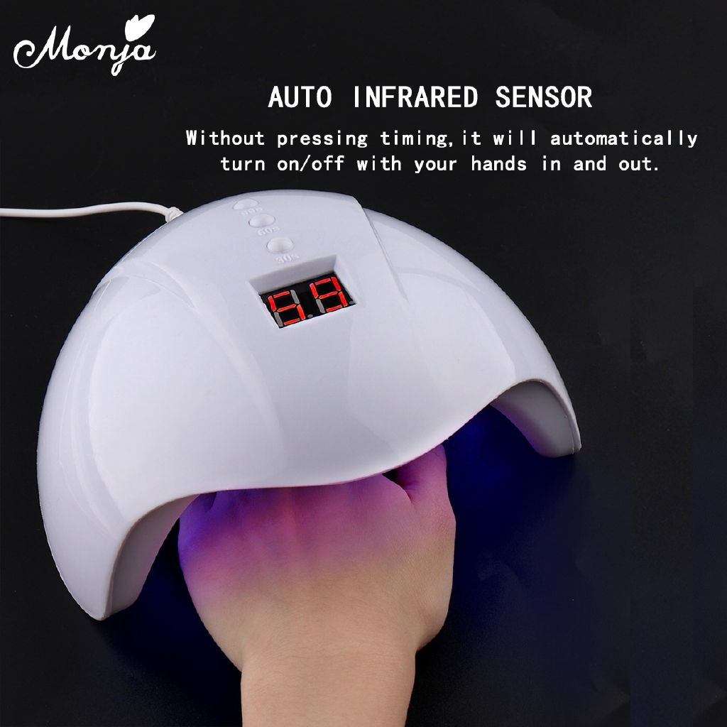 Monja 36W Nail Dryer LED Nail Lamp UV Lamp for Curing All Gel Nail Polish With Motion Sensing Manicure Pedicure Salon Toolel Nail Polish With Motion Sensing Manicure Pedicure Salon Tool