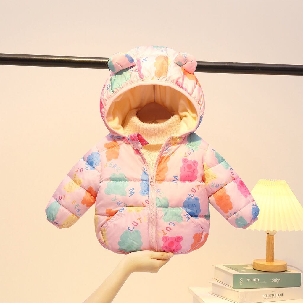 Áo Khoác Phao Lót Lông Cho Bé Trai Bé Gái Hàng Quảng Châu AP06