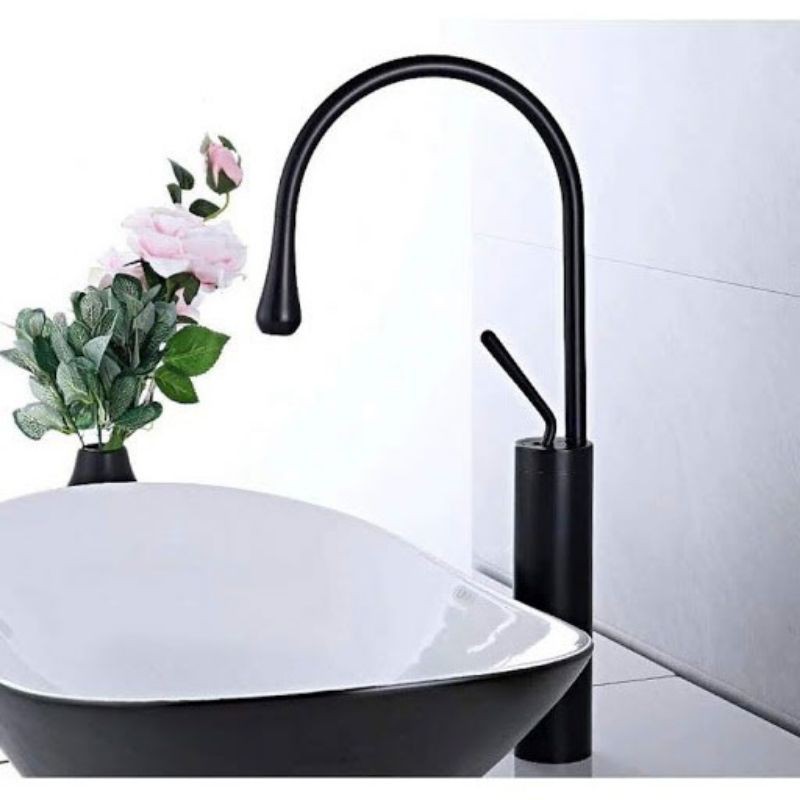 Vòi nước  lavabo nóng lạnh đen thiên nga Thái Lan - Inox 304 cao cấp giá rẻ