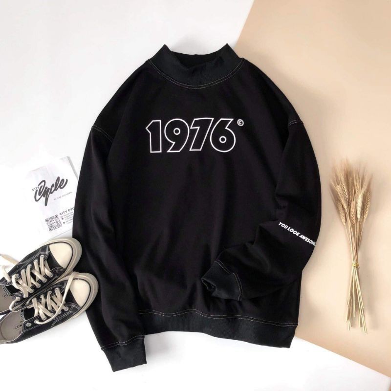 ❄️Áo Sweater Nỉ In Chữ 1976 Dáng Rộng 2 Màu