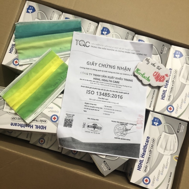 Khẩu trang màu pastel ombre 4 lớp HDHL HEALTHCARE