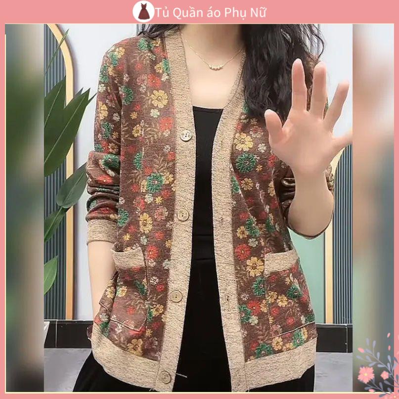 Len o Kho C D t Kim Tay D i Áo Khoác Cardigan Dệt Kim Mỏng Dáng Rộng Tay Dài Phong Cách Mùa Thu Mới Cho Phụ Nữ Trung Niên