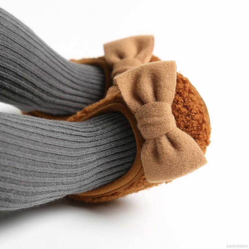 Giày búp bê phối nút bướm chống trượt cho bé gái 0-18 tháng