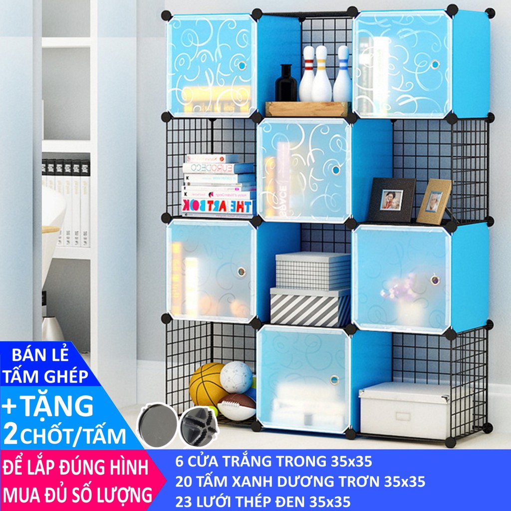 Tấm Nhựa Ghép (nhiều màu) 35x35cm Dùng Cho Tủ Ghép, Làm Quây Chuồng Thú Cưng, Chó, Mèo TẶNG 2 CHỐT/TẤM