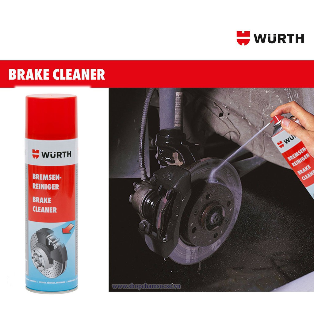 Dung Dịch Vệ Sinh Thắng Xe Tẩy Dầu Mỡ Bụi Bẩn Wurth Brake Cleaner 500ml Tặng khăn