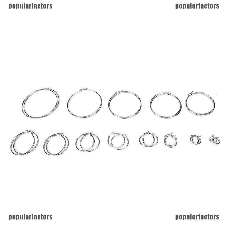 Khuyên Tai Tròn Mạ Bạc Chất Liệu Thép Không Gỉ