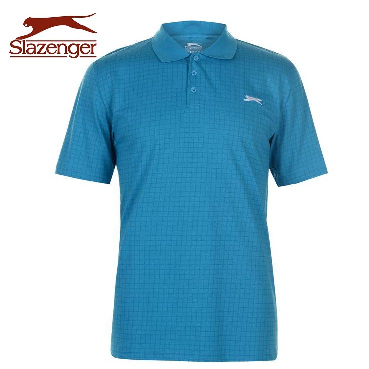 Áo thun nam Slazenger Check Golf Polo (màu Aqua) - Hàng size UK