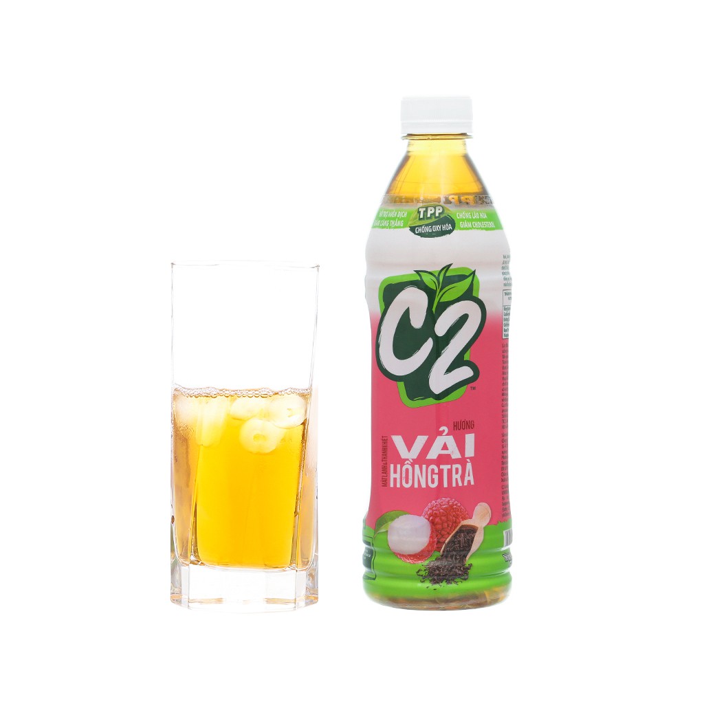 Lốc 6 Chai Trà C2 Hương Vải / Đào Hồng Trà / Dâu Anh Đào 455ml