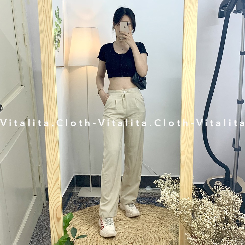 Quần đũi trắng ống rộng dáng suông dài 100cm [Ảnh video thật] - chất vải đũi xước mềm mịn mặc mát - Phối đồ cực sang | BigBuy360 - bigbuy360.vn
