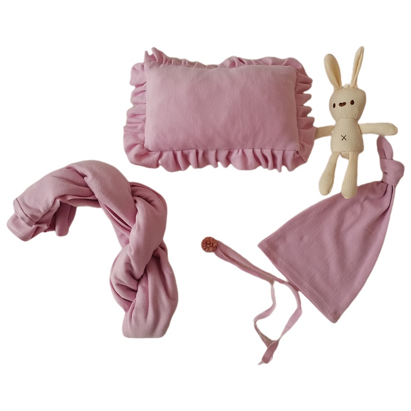 Set 5 Món Chăn + Nón + Gối + Băng Đô Xinh Xắn Cho Em Bé