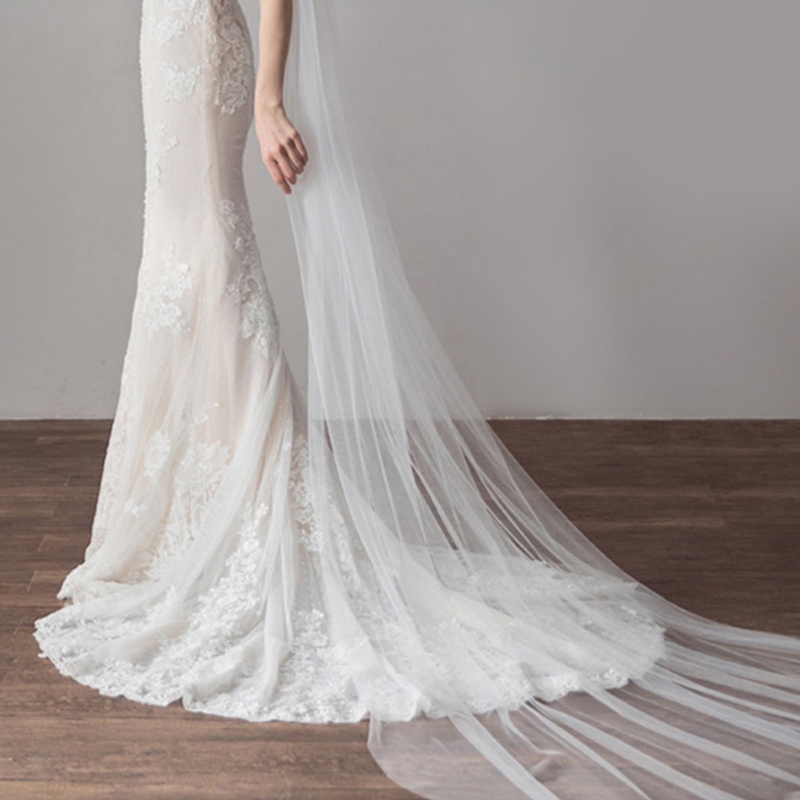 Mạng Che Mặt 2 Lớp Bằng Vải Tuyn Dài 118 Cho Cô Dâu