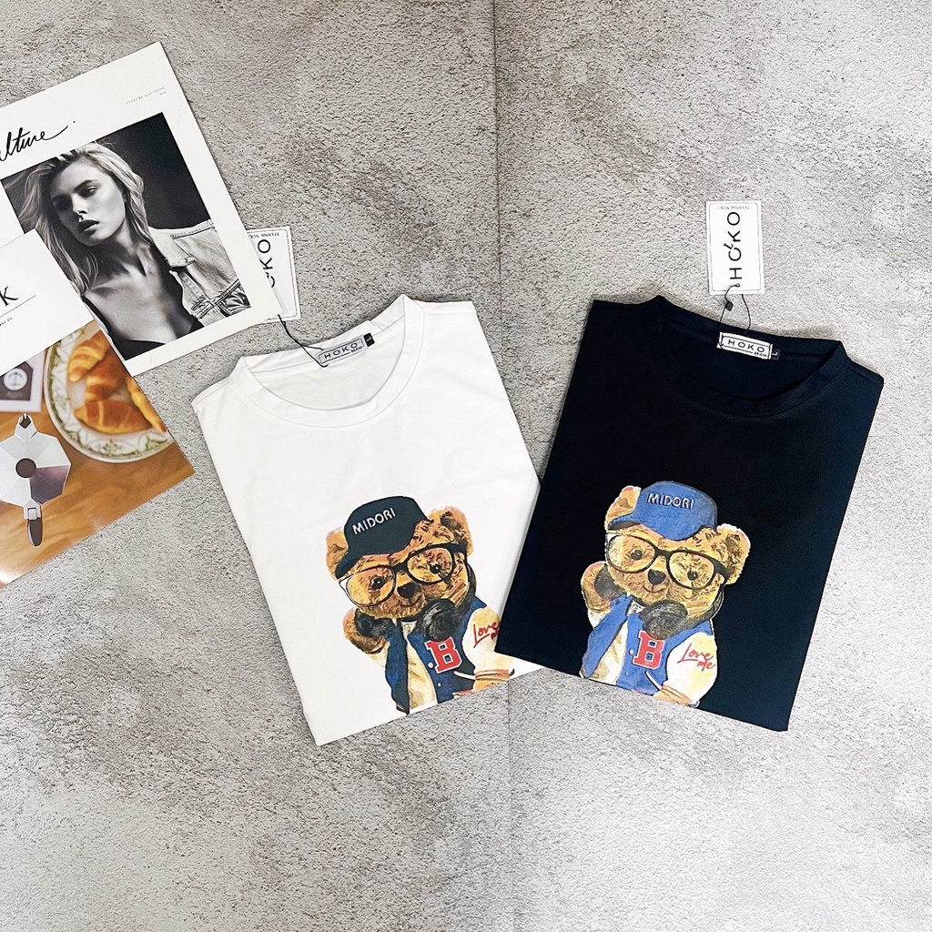 SimpleMan - Áo thun nam tay ngắn in hình Teddy cổ tròn cotton co giãn form đẹp Gấu Happier