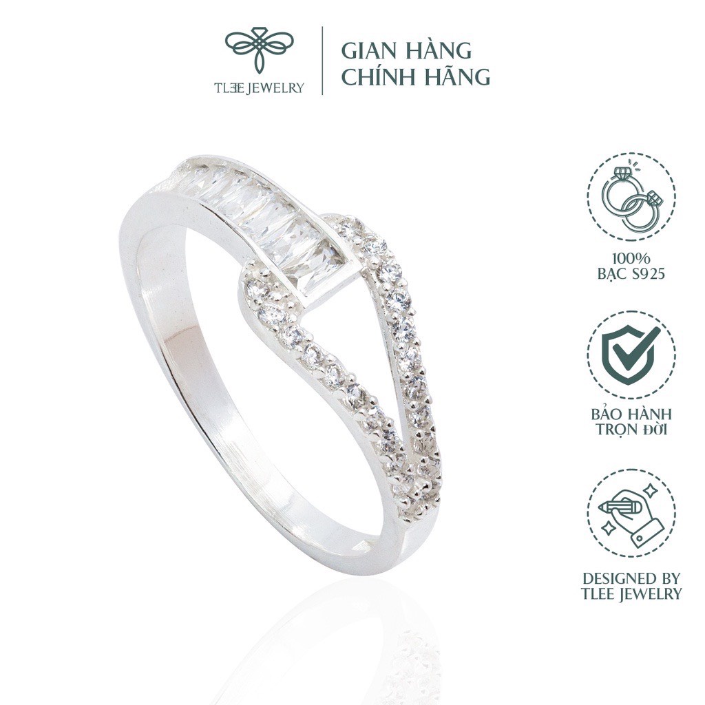 Nhẫn bạc nữ Tlee, nhẫn móc nối nạm đá cao cấp - TleeJewelry