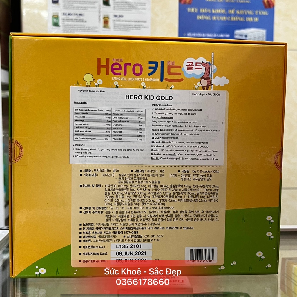 [Kèm Quà Tặng] Herokid Gold – Siro cho trẻ chậm lớn, còi xương, thiếu vitamin D,hộp 30 gói