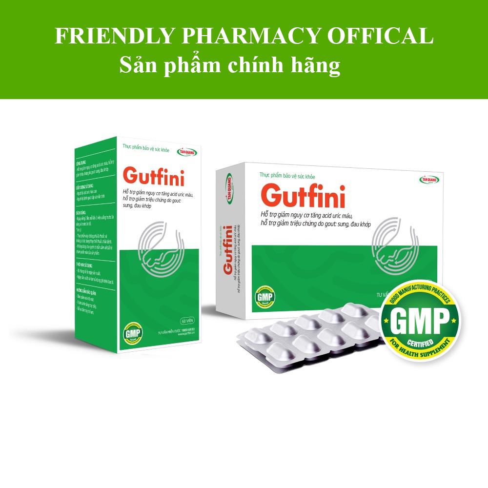 GUTFINI – Hỗ trợ giảm nguy cơ tăng acid uric máu, giảm triệu chứng do gout sưng, đau khớp (20 viên &amp;60 viên)