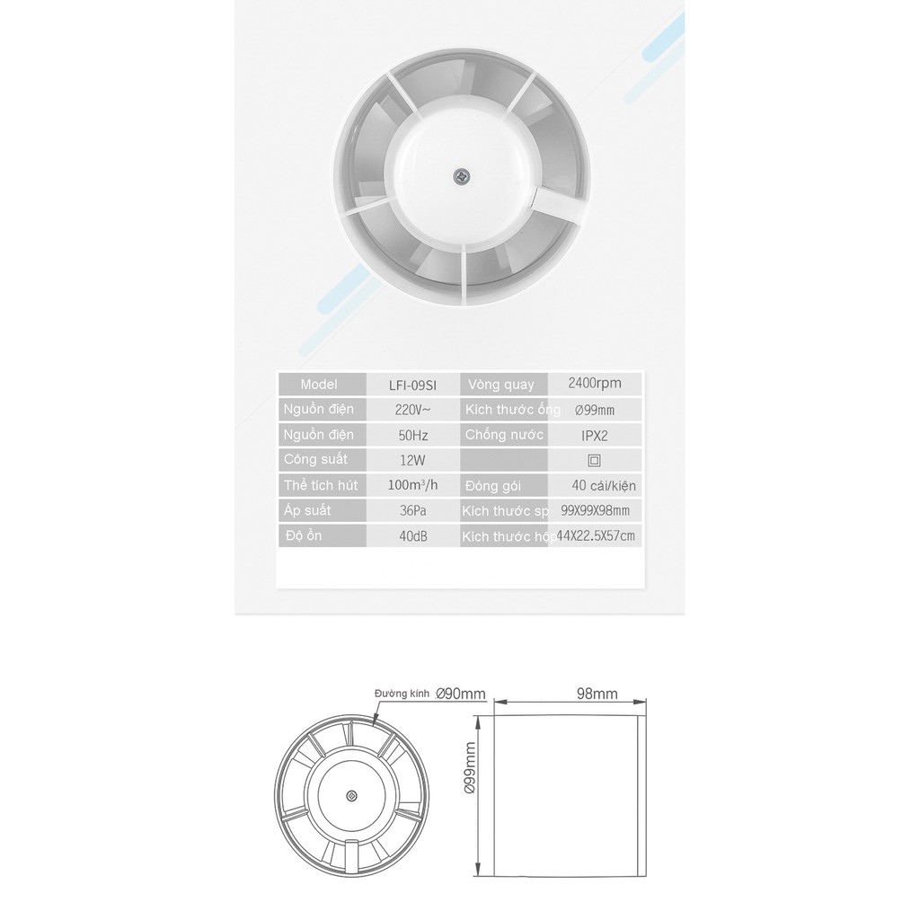 Quạt thông gió đường ống có nắp che LAVFILL LFI-09SI