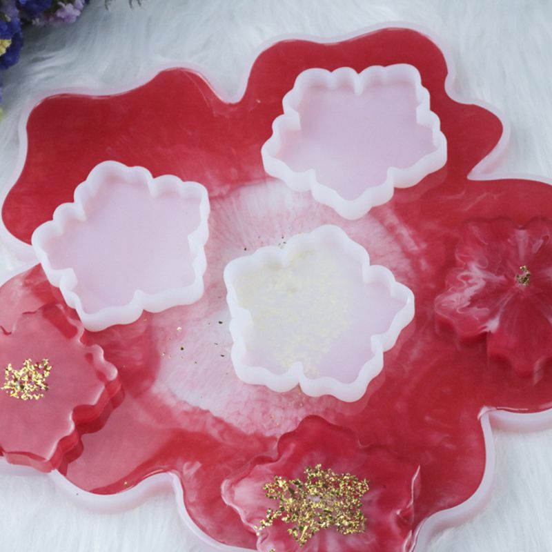 Khuôn Silicone Làm Đế Lót Ly Hình Bông Hoa Bằng Nhựa Epoxy Độc Đáo DIY