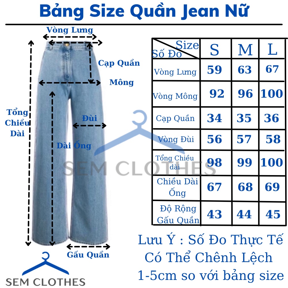 Quần jean nữ ống rộng ,quần nam nữ ống suông lưng cao hack dáng màu xanh đậm hàn quốc ullzang SEM CLOTHES B005