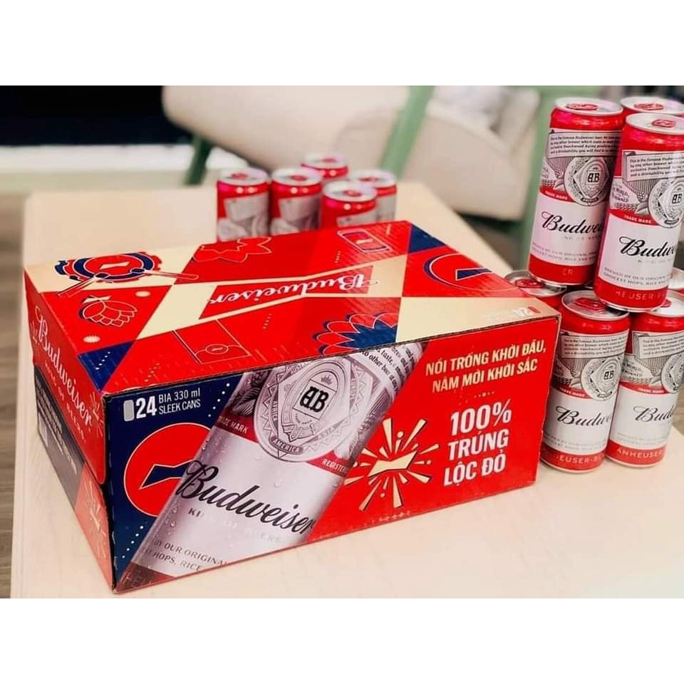 Thùng Bia Budweizer  24 Lon 330ml