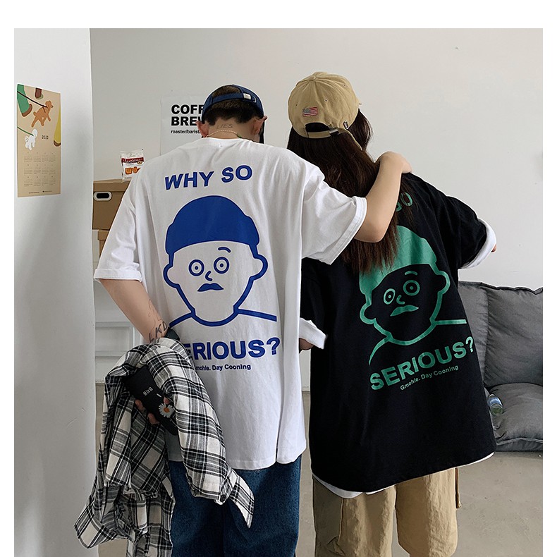 Áo thun tay lỡ  SERIOUS  phông Unisex nam nữ tee oversize form rộng pull Ulzzang Streetwear Hàn Quốc vải mềm