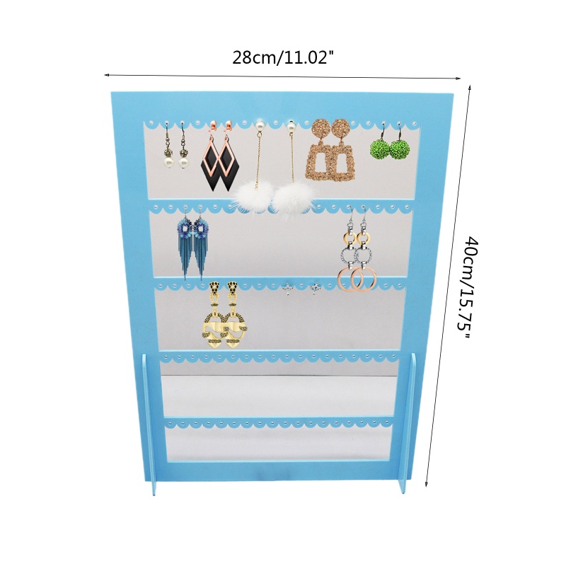 Giá Đỡ Trưng Bày Trang Sức Bằng Acrylic Màu Xanh Dương Hình Chữ Nhật