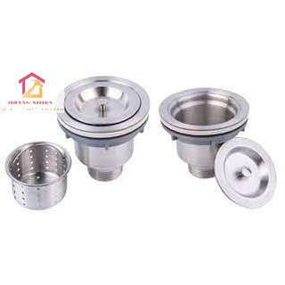 BỘ XẢ CHẬU,BỒN RỬA CHÉN BÁT ĐÔI (2 HỘC) INOX 304 phi 110