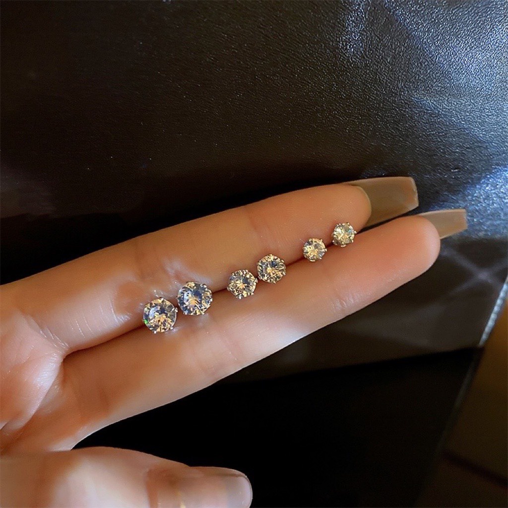 Khuyên tai bạc nụ đá , bông tai bạc  không gỉ thời trang nữ