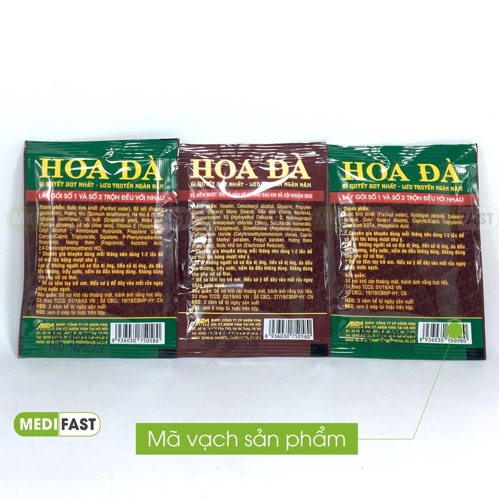 Dầu gội bồ kết làm đen tóc Hoa Đà - Giúp đen tóc từ gốc tới ngọn và suôn mượt - Hộp 3 gói