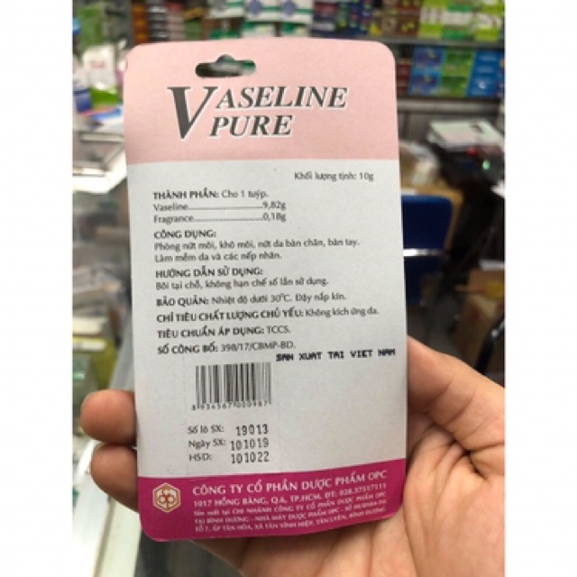 Dưỡng ẩm Vaseline Pure OPC hương dâu (tuýp x10g) | BigBuy360 - bigbuy360.vn