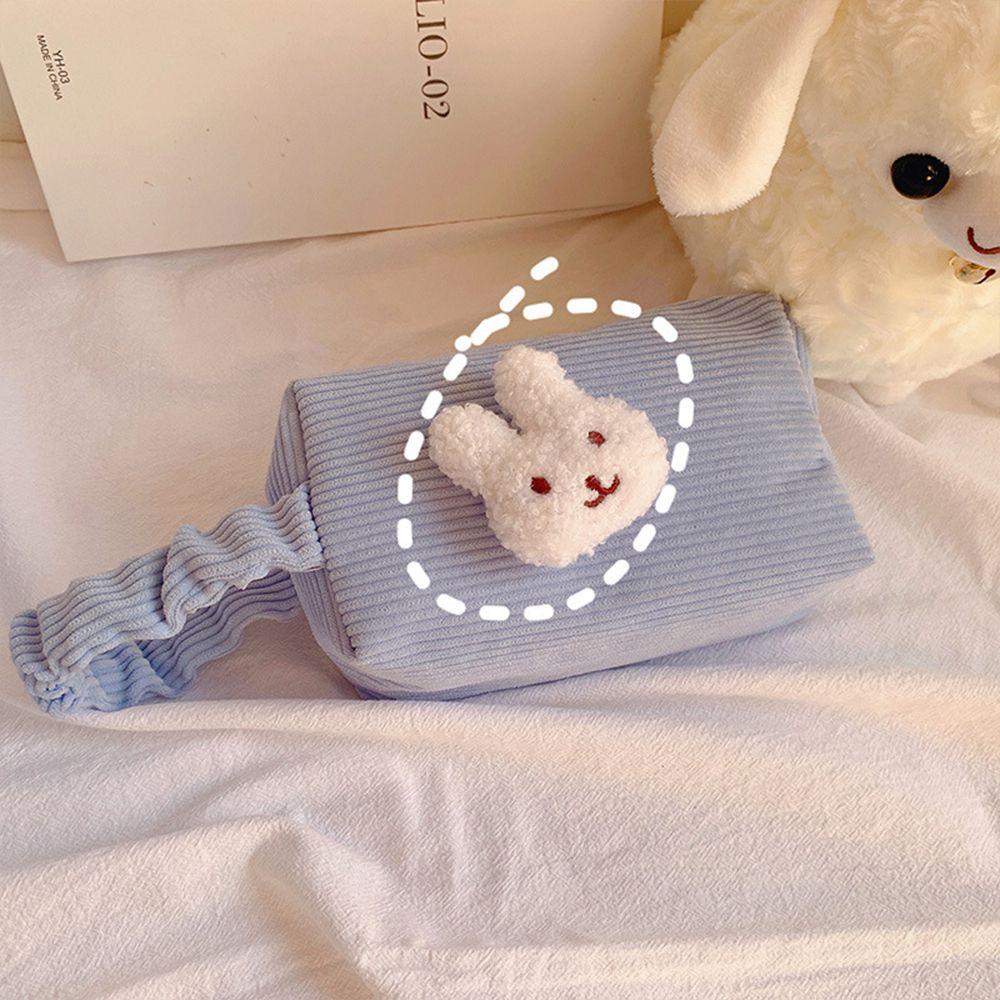 OCEANMAP 1 Túi Đựng Đồ Trang Điểm Bằng Nhung Kẻ Cỡ Lớn Họa Tiết Hoạt Hình Ốp