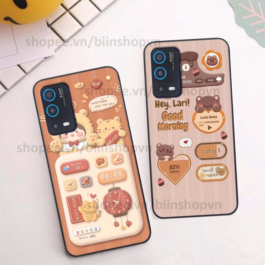 Ốp Oppo A54 / A55 in 3D icon gấu nổi siêu xinh, siêu đáng yêu, cá tính phong cách