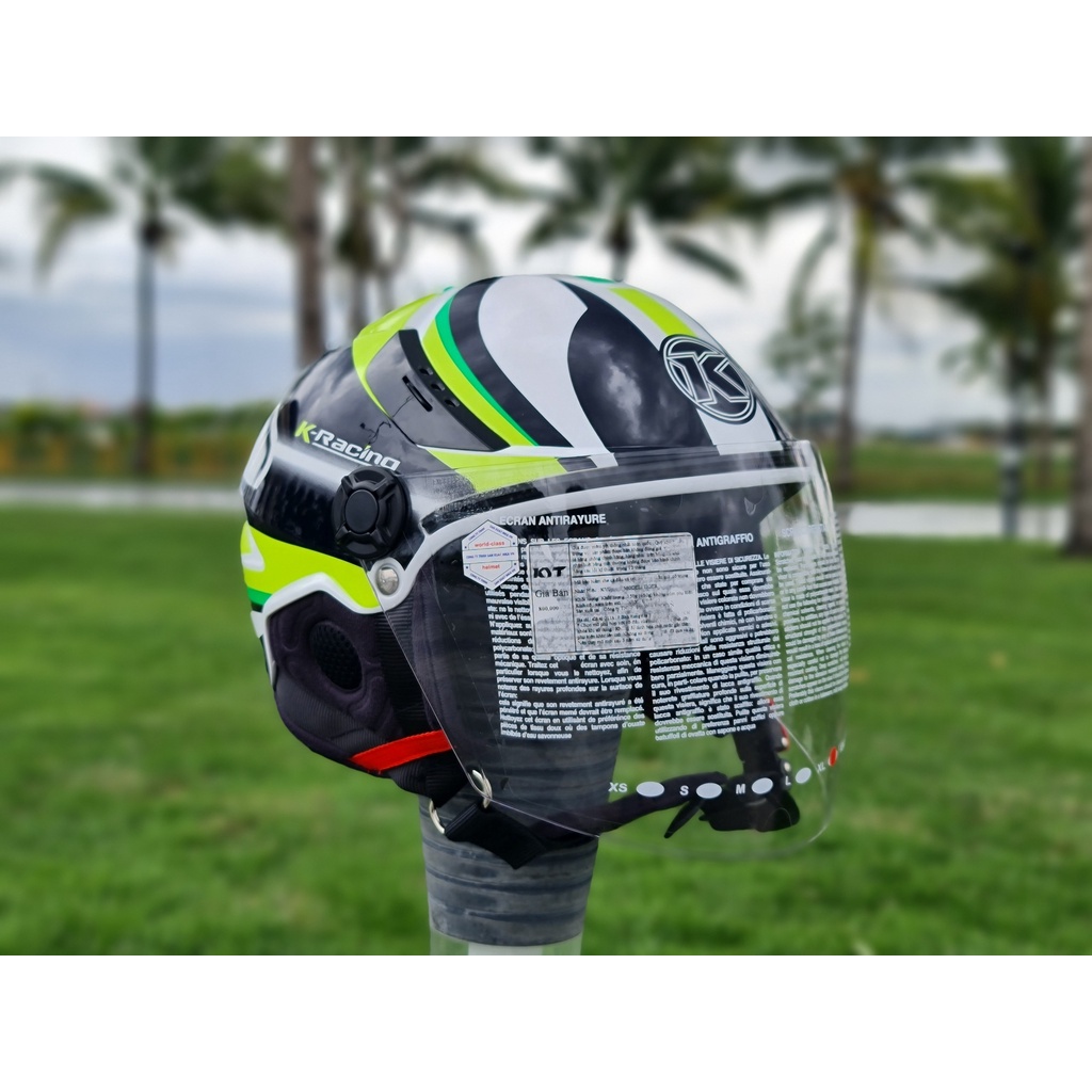 Mũ bảo hiểm 3/4 KYT TIGER JET TEM 02 xanh lá/đen