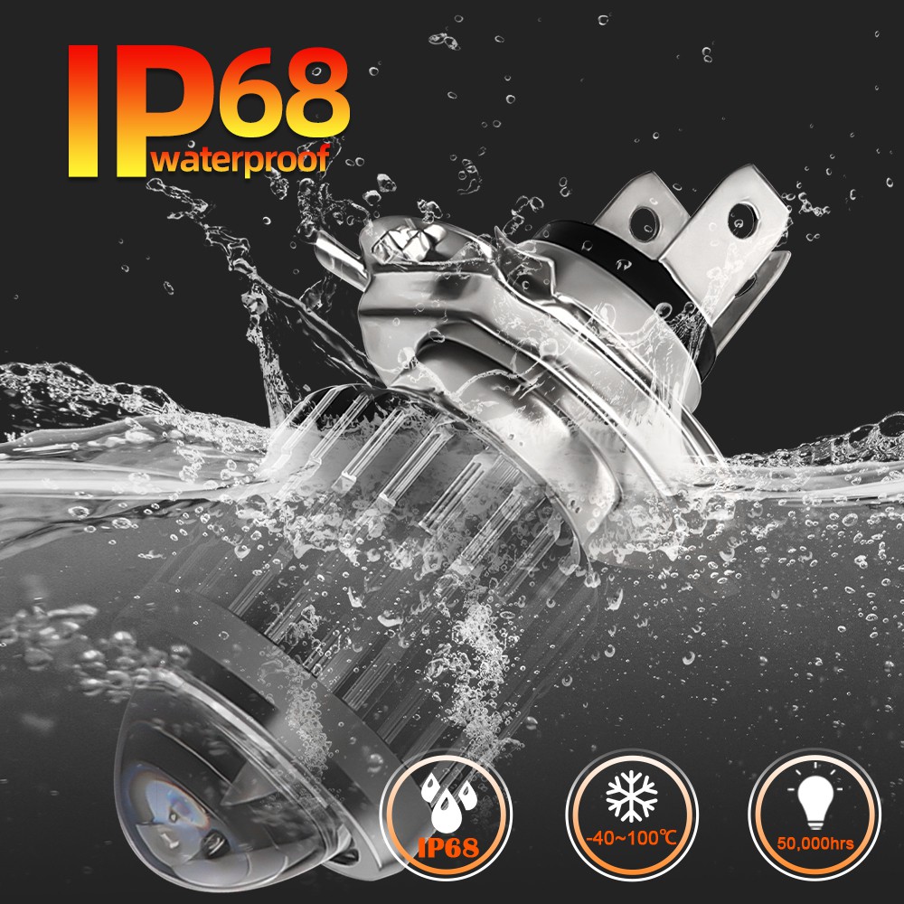 UNI-SHINE 1PCS Motorcycle  LED Headlight H4 H6 / BA20D P15D Moto LED Bulb 6000LM Hi-Lo Accessories 12V 24V Lighting