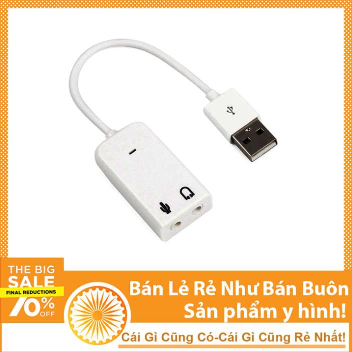 Cáp Âm Thanh 7.1 Chuyển Đổi Từ Cổng USB Ra Loa và Tai Nghe (Trắng)