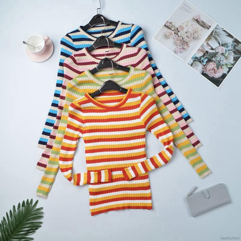 Áo dệt kim nữ kẻ sọc thời trang | BigBuy360 - bigbuy360.vn