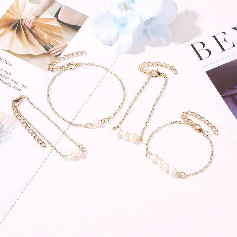 Vòng tay đính hạt ngọc trai nhân tạo đơn giản thời trang Hàn Quốc