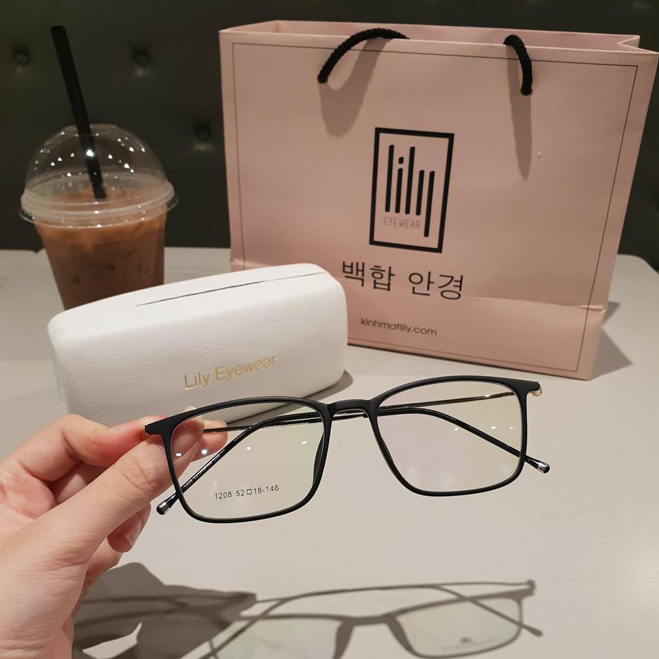 Gọng kính cận vuông nam nữ chất liệu thép mảnh nhẹ thời trang Lani 1208 - Mắt kính có độ theo yêu cầu