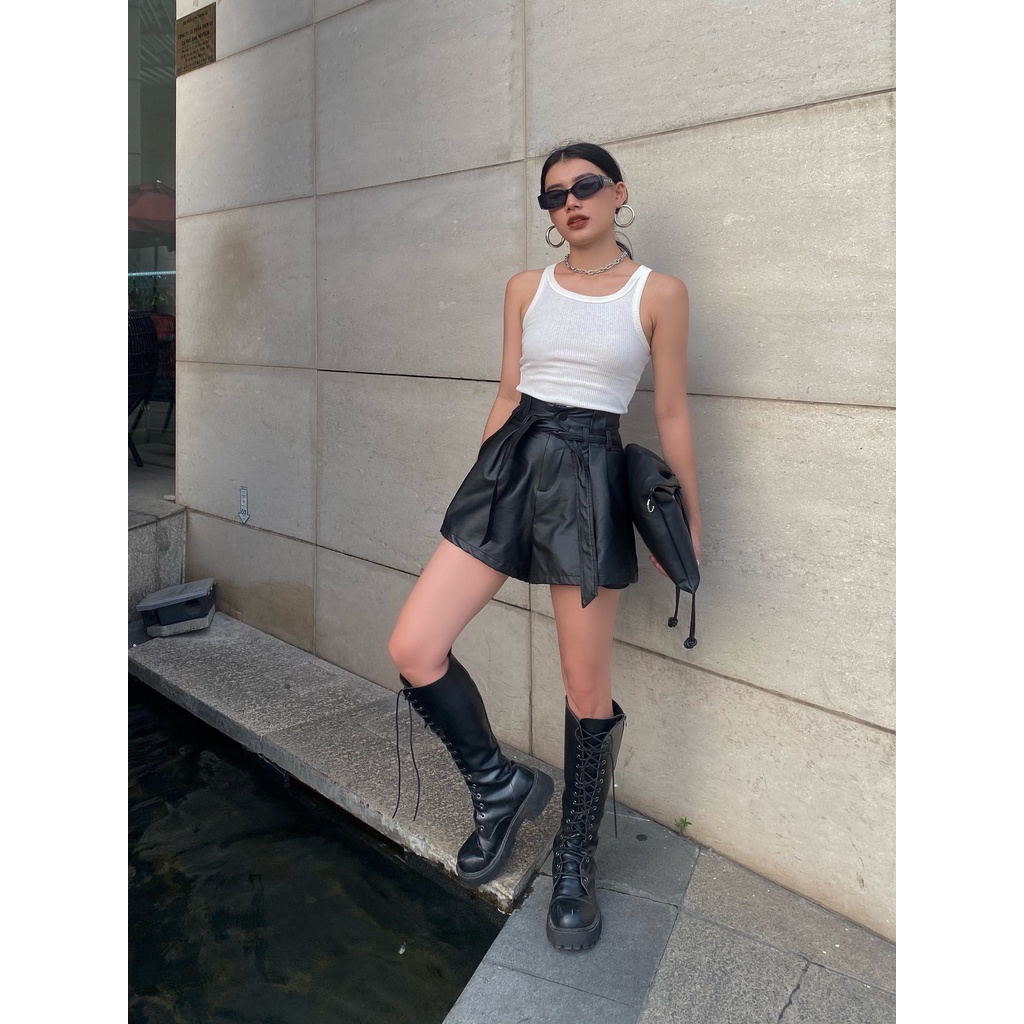 Là min - Quần Da High-rise Leather Shorts