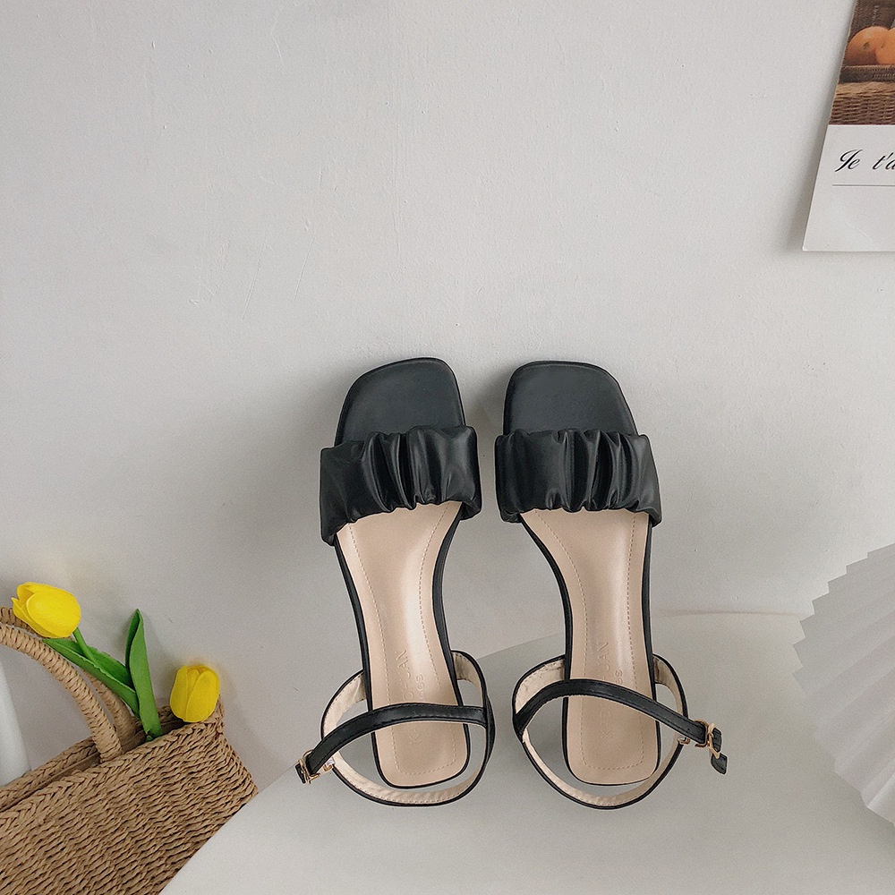 Sandal nữ cao gót 5p quai nhún bèo mẫu mới siêu xinh