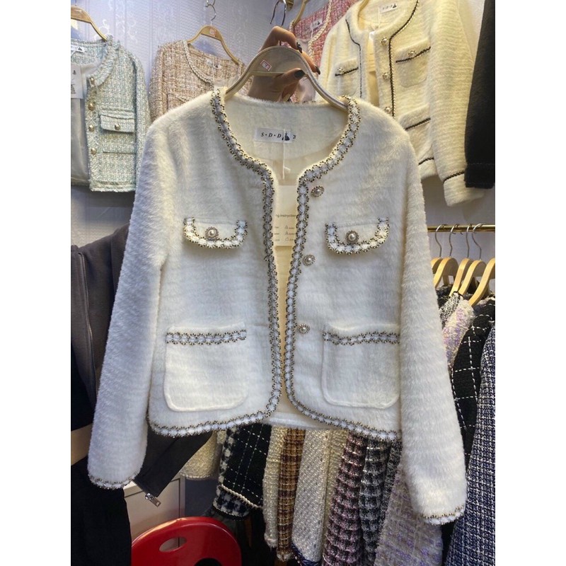 áo khoác lông khuy ngọc viền hàng chuẩn SĐ (sẵn) | BigBuy360 - bigbuy360.vn