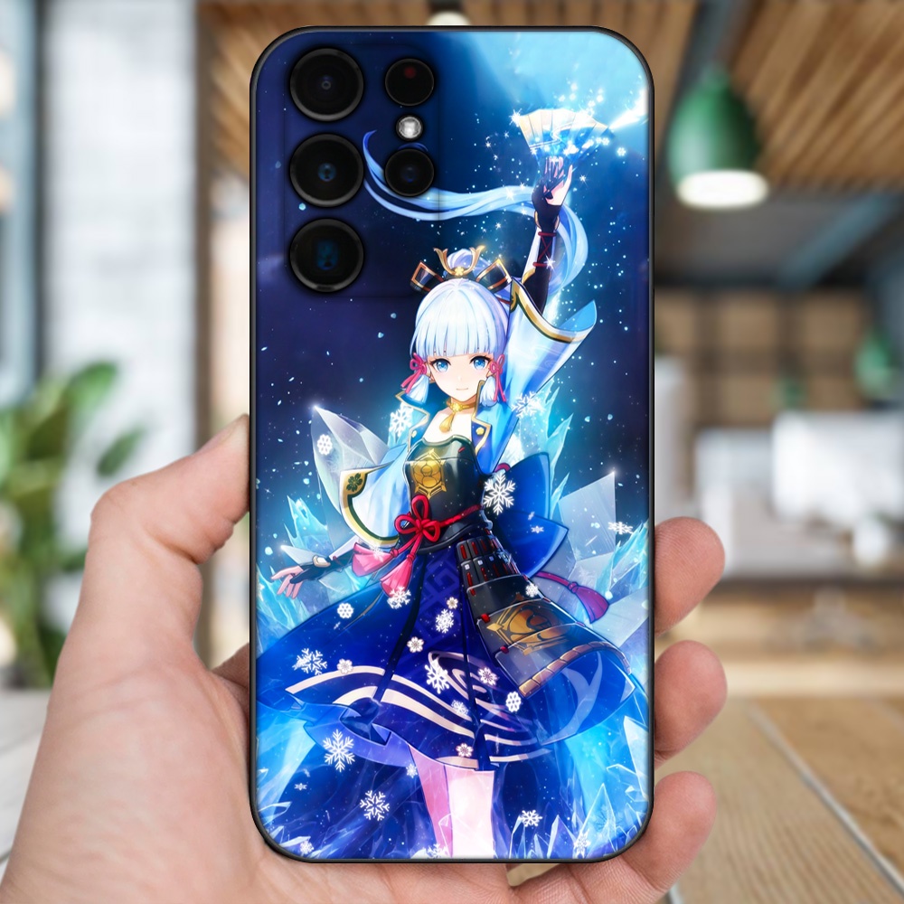 Ốp lưng Samsung S21 Ultra, S22 Ultra viền đen in hình Ayaka Genshin Impact