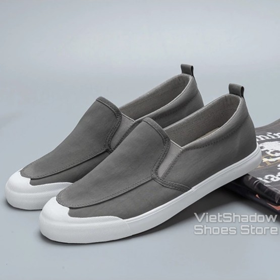 Slip on nam LEYO - Giày lười vải nam - Vải polyester 3 màu đen full, đen đế trắng và xám  - Mã SP A1109 | BigBuy360 - bigbuy360.vn